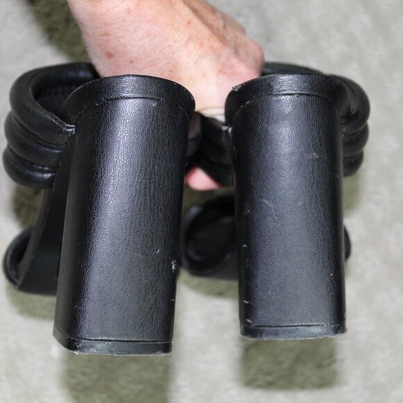 Steve Madden Women's 6M Black Puffy Open Square Toe Slide On Heels - Picture 5 of 6